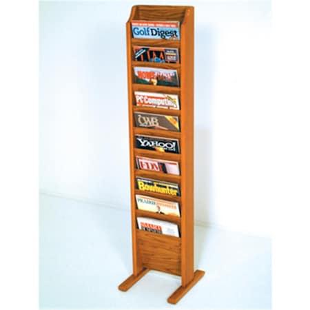 Wooden Mallet Cascade Free Standing 10 Pocket Magazine Rack in Medium Oak WO599415